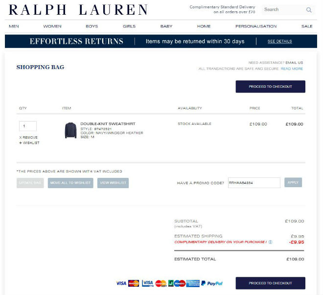 ralph lauren website promo code